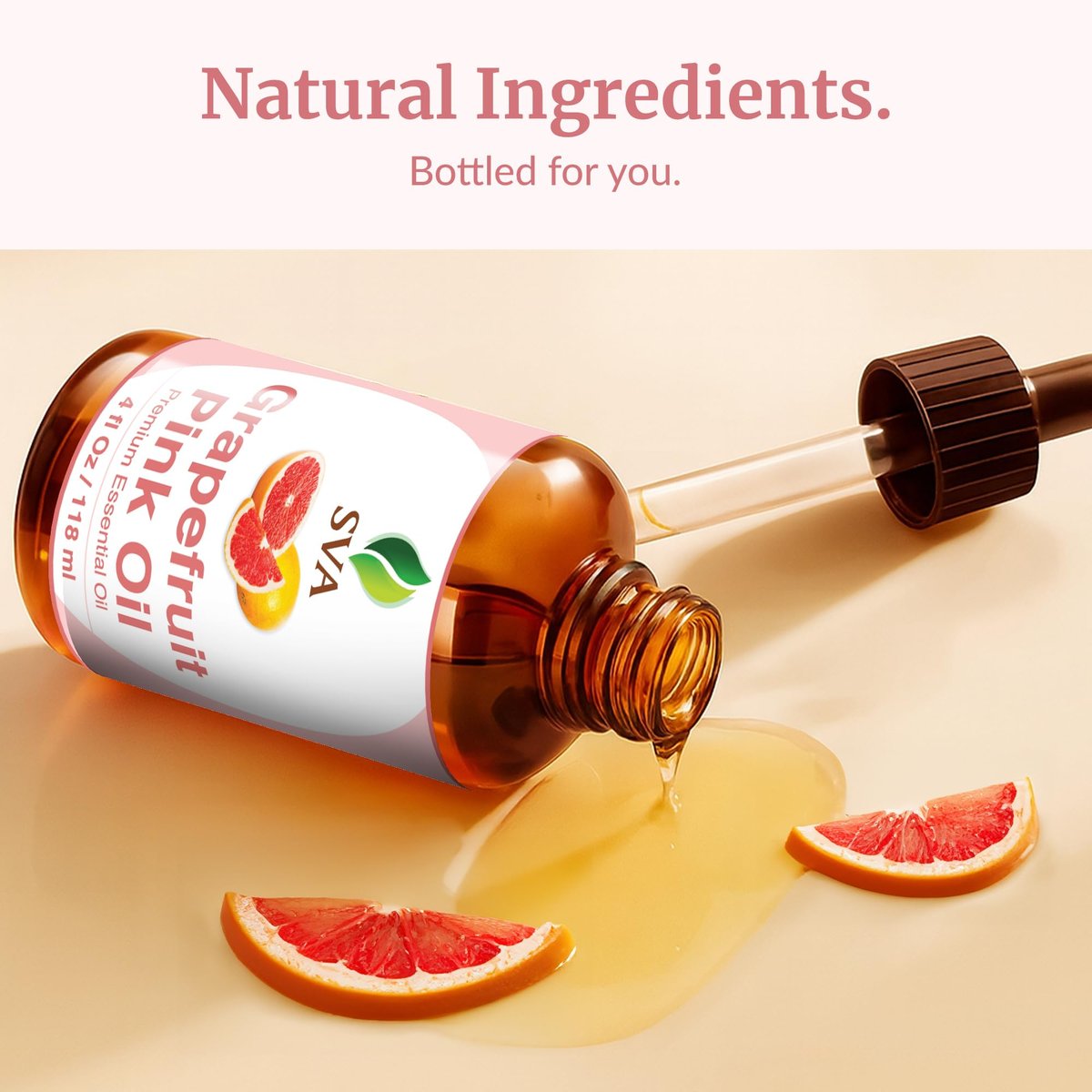 SVA Grapefruit Pink Grapefruit Bio Ätherisches Öl – 118 ml – 100% natürlich, für Diffuser, Haare, Gesicht, Haut, Aromatherapie, Massage, Seifen- und Kerzenherstellung mit Pipette