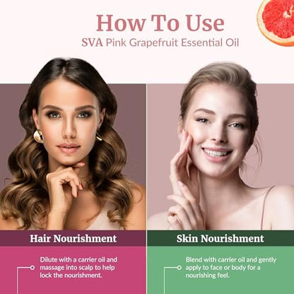 SVA Grapefruit Pink Grapefruit Bio Ätherisches Öl – 118 ml – 100% natürlich, für Diffuser, Haare, Gesicht, Haut, Aromatherapie, Massage, Seifen- und Kerzenherstellung mit Pipette