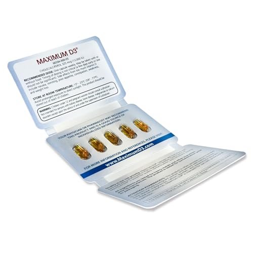 Maximum D3 13.000 IE – 5 Kapseln (5-Wochen-Vorrat) | Hochdosiertes Vitamin D3