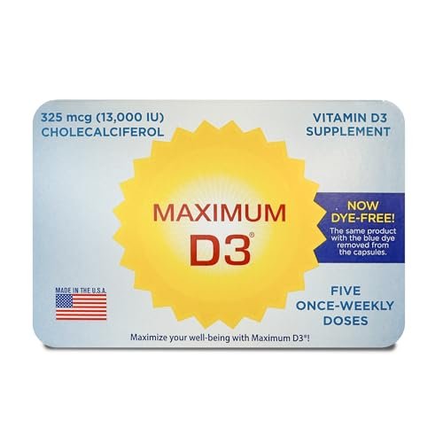 Maximum D3 13.000 IE – 5 Kapseln (5-Wochen-Vorrat) | Hochdosiertes Vitamin D3