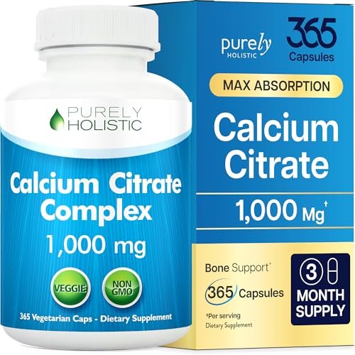 Calcium Citrat 1000mg | Hochdosiertes Calcium für Knochen & Zähne | Hohe Bioverfügbarkeit | Magenfreundlich | Vegan & Non-GMO | 3-Monats-Vorrat | Calciumpräparat für Frauen & Männer | 365 Kapseln