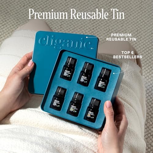 Cliganic Bio Aromatherapie Ätherische Öle Set (Top 6 - Die Essentials), 100% rein natürlich - Pfefferminze, Lavendel, Eukalyptus, Teebaum, Zitronengras & Orange (Verpackung kann variieren)