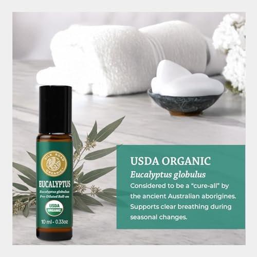 Silk Road Organic Bio Eukalyptus Roll-On, USDA-zertifiziert – Atemwege, Erkältung, Husten, Nebenhöhlen & Allergiebeschwerden – 10 ml Aromatherapie-Roller – Immer rein, immer bio