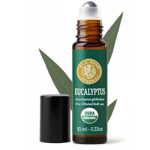 Silk Road Organic Bio Eukalyptus Roll-On, USDA-zertifiziert – Atemwege, Erkältung, Husten, Nebenhöhlen & Allergiebeschwerden – 10 ml Aromatherapie-Roller – Immer rein, immer bio