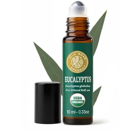 Silk Road Organic Bio Eukalyptus Roll-On, USDA-zertifiziert – Atemwege, Erkältung, Husten, Nebenhöhlen & Allergiebeschwerden – 10 ml Aromatherapie-Roller – Immer rein, immer bio