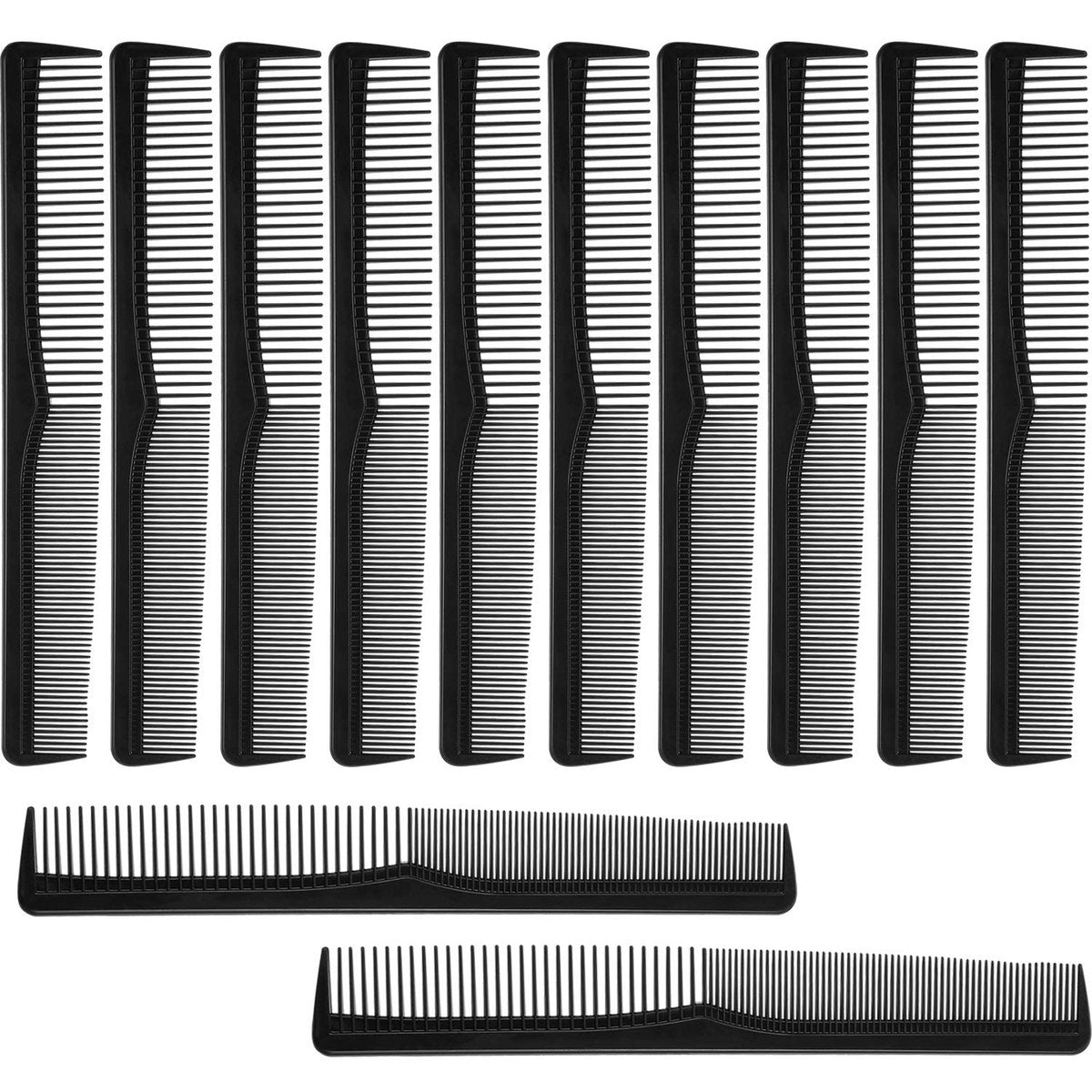Boao 12er-Pack Haarkämme, fein und grob gezahnt, schwarze Schneidekämme für Friseure, Haarstylisten, konisch, Allzweck für Haare schneiden, Scheiteln, für Damen und Herren, Taschengröße