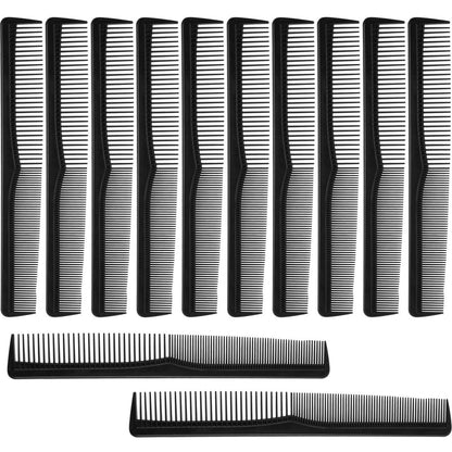 Boao 12er-Pack Haarkämme, fein und grob gezahnt, schwarze Schneidekämme für Friseure, Haarstylisten, konisch, Allzweck für Haare schneiden, Scheiteln, für Damen und Herren, Taschengröße