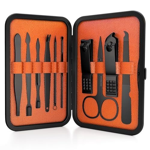 Wild Willies 10-teiliges Pediküre- und Maniküre-Set für Männer und Frauen – Nagelknipser, Schere, Pinzette, Feilen – kompaktes Reise-Nagelpflegeset, Herren-Nagelpflegeset