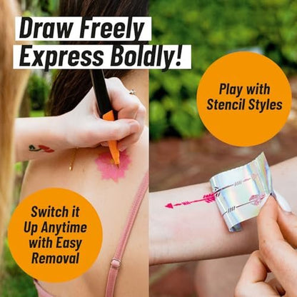BIC BodyMark Temporäre Tattoo-Stifte, Henna Vibes, Verschiedene Farben, 3er-Pack