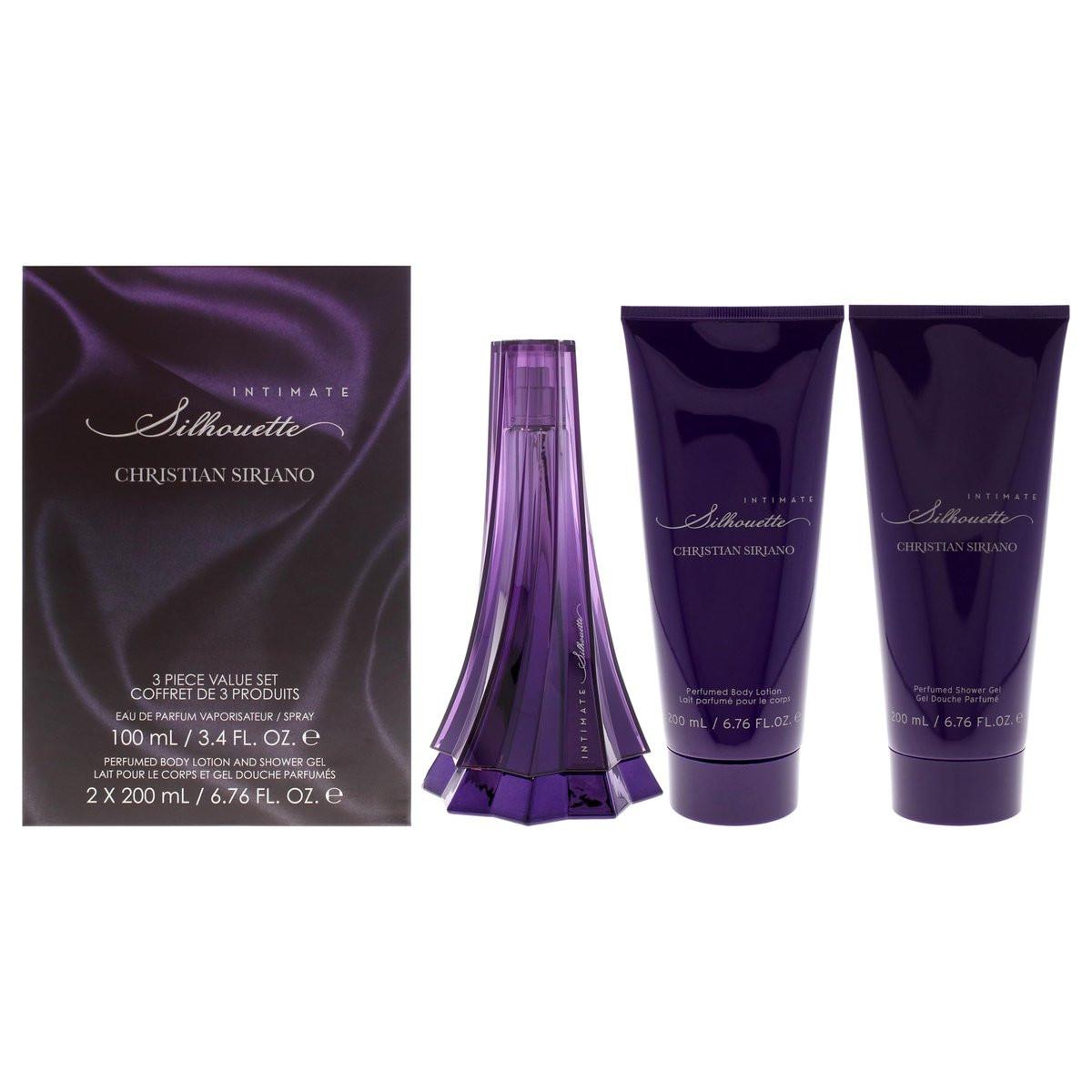 Silhouette Intimate by Christian Siriano Damen - 3-teiliges Geschenkset: 100 ml EDP Spray, 200 ml Bodylotion, 200 ml Duschgel