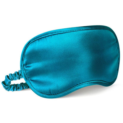 Atmungsaktive Seiden-Schlafmaske, elastische Augenabdeckung für Schlaf, Nickerchen, Reisen – Pfauenblau, 1 Stück
