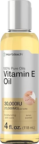 Horbäach Vitamin E Öl für Haut und Gesicht | 118 ml | 100% reine Öle | Feuchtigkeitsspendende Hautpflege | Nicht-GVO, Vegetarisch | Mit Zitronenduft