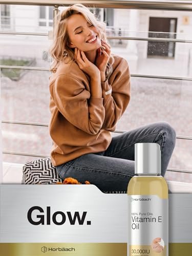Horbäach Vitamin E Öl für Haut und Gesicht | 118 ml | 100% reine Öle | Feuchtigkeitsspendende Hautpflege | Nicht-GVO, Vegetarisch | Mit Zitronenduft