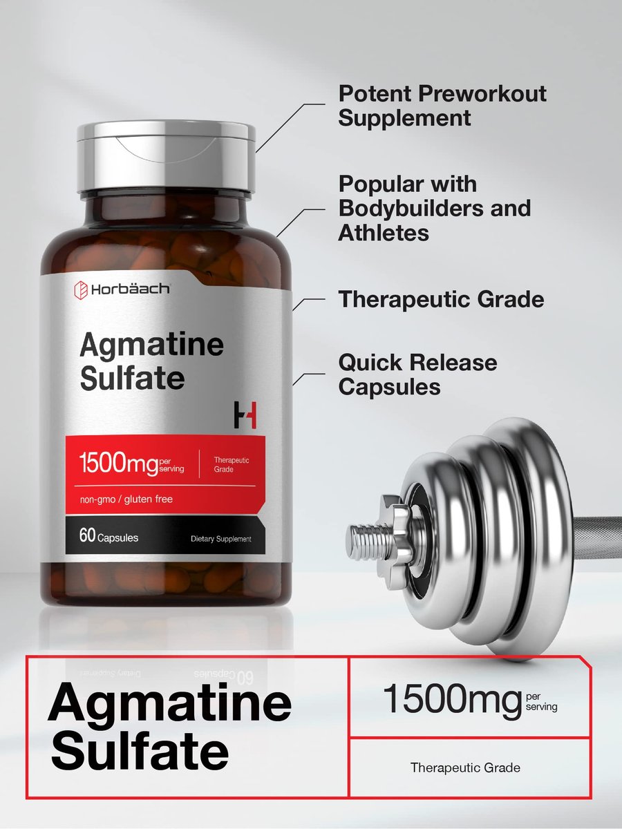 Horbäach Agmatinsulfat Kapseln 1500 mg | 60 Kapseln | Pharmazeutische Qualität | Non-GMO, Glutenfrei