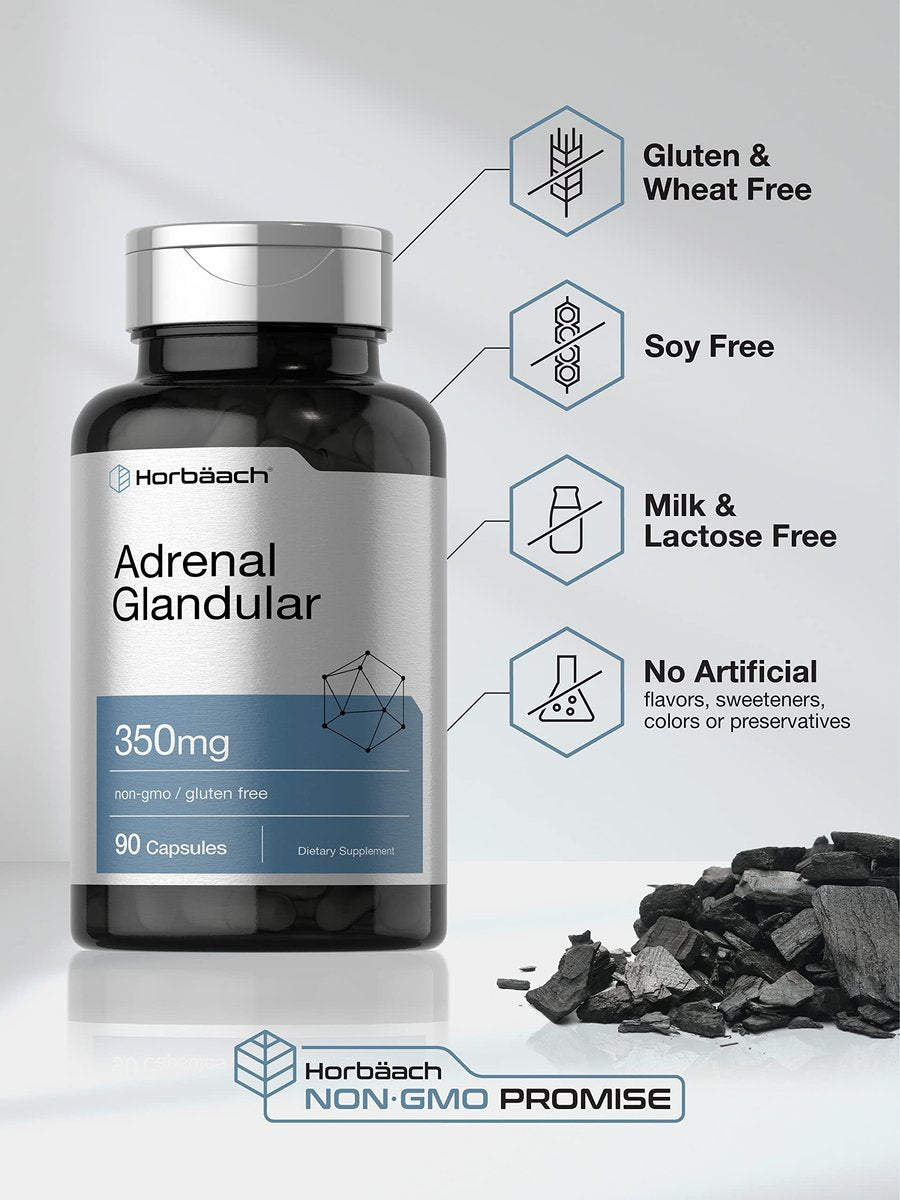 Horbäach rohe Nebennierendrüse | 350 mg | 90 Kapseln | Non-GMO, glutenfrei