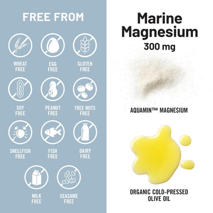 NatureWise Hochabsorbierbares Meeresmagnesium 300 mg – Natürliches Magnesium aus Meerwasser – Non-GMO, hergestellt in den USA – 90 Softgels (1-Monatsvorrat)