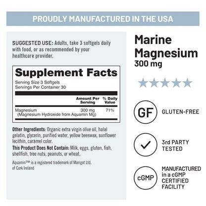 NatureWise Hochabsorbierbares Meeresmagnesium 300 mg – Natürliches Magnesium aus Meerwasser – Non-GMO, hergestellt in den USA – 90 Softgels (1-Monatsvorrat)