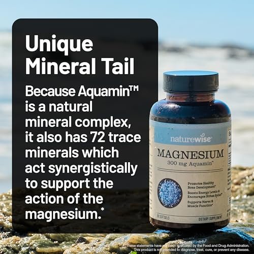 NatureWise Hochabsorbierbares Meeresmagnesium 300 mg – Natürliches Magnesium aus Meerwasser – Non-GMO, hergestellt in den USA – 90 Softgels (1-Monatsvorrat)