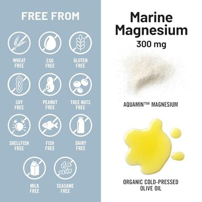 NatureWise Hochabsorbierbares Meeresmagnesium 300 mg – Natürliches Magnesium aus Meerwasser – Non-GMO, hergestellt in den USA – 90 Softgels (1-Monatsvorrat)
