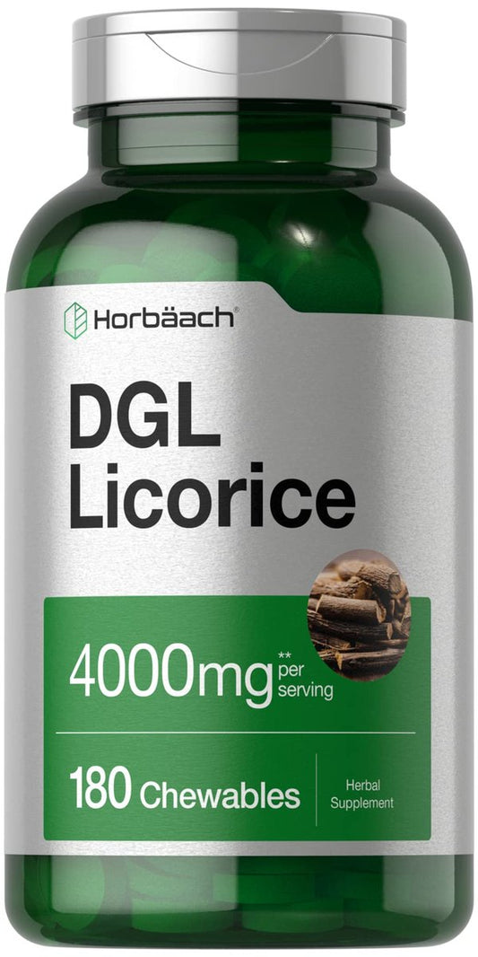 Horbäach DGL Lakritz Präparat | 180 Kautabletten | Deglycyrrhiziniertes Süßholzwurzelextrakt | Nicht-GMO & Vegetarische Formel