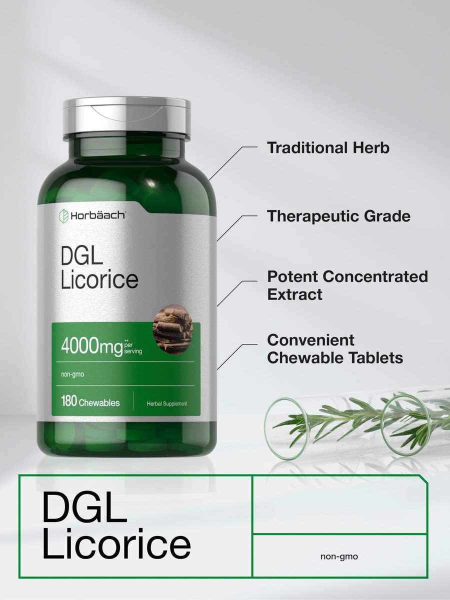 Horbäach DGL Lakritz Präparat | 180 Kautabletten | Deglycyrrhiziniertes Süßholzwurzelextrakt | Nicht-GMO & Vegetarische Formel