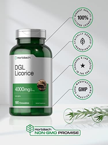 Horbäach DGL Lakritz Präparat | 180 Kautabletten | Deglycyrrhiziniertes Süßholzwurzelextrakt | Nicht-GMO & Vegetarische Formel