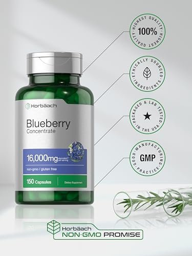 Horbäach Blaubeere Extrakt Nahrungsergänzungsmittel | 150 Kapseln | Blaubeerkonzentrat | Non-GMO & Glutenfrei