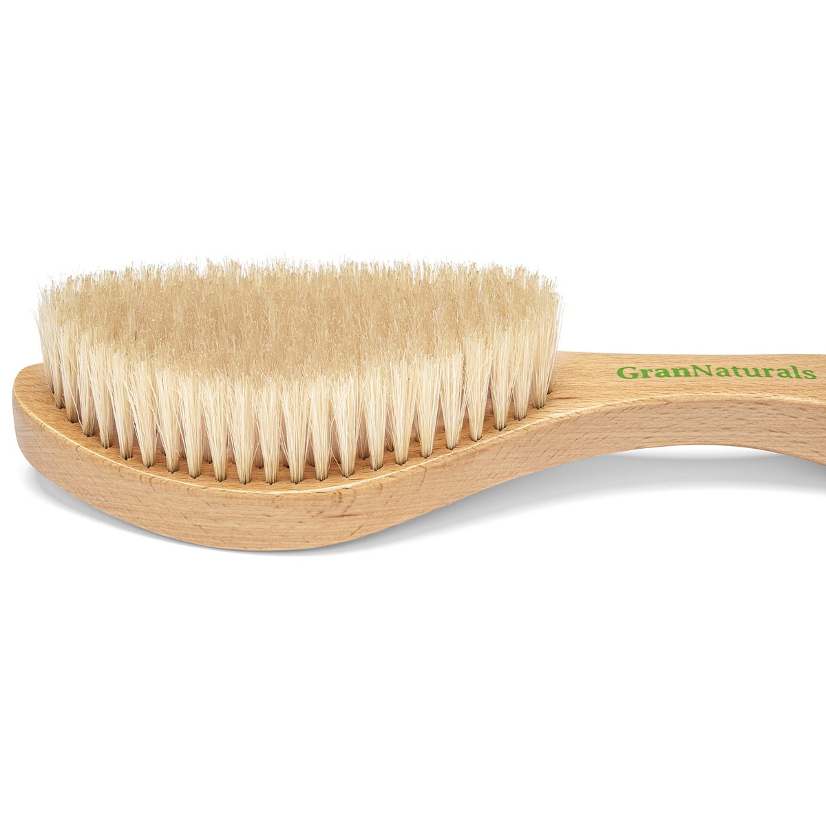 GranNaturals Bürste mit weichen Borsten – Geschwungene Wildschweinborsten-Haarbürste im Vintage-Stil für 360 Waves, glatte Slick-Back-Ponys & Dutt, Glättung, Fades für Frauen & Männer – Holzgriff