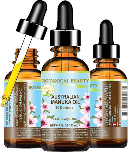 Botanical Beauty Manuka Öl Wild Growth Roh 100% natürlich Jungfrau Unraffiniert Kaltgepresst Trägeröl für Haut, Gesicht, Haare, Lippen und Nägel Anti-Aging 0,5 Fl.oz. - 15 ml