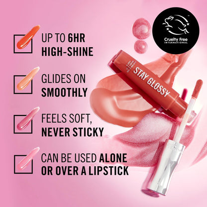 Rimmel Stay Glossy Lip Gloss – Nicht klebrige, leichte Formel für Farbe und Glanz – 185 Grapevine Groove, 5,1 ml