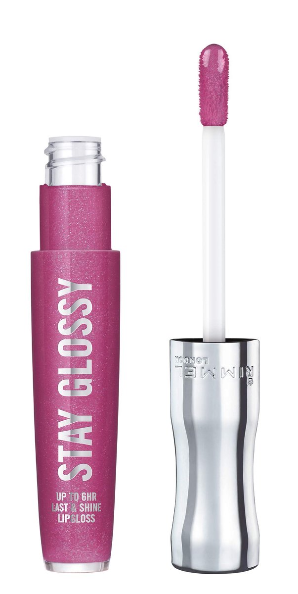 Rimmel Stay Glossy Lip Gloss – Nicht klebrige, leichte Formel für Farbe und Glanz – 185 Grapevine Groove, 5,1 ml