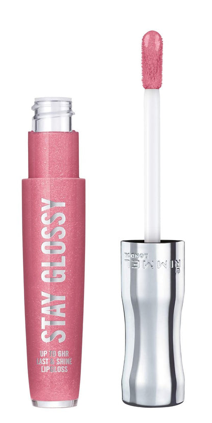 Rimmel Stay Glossy Lipgloss – Nicht klebrig, leichte Formel für Farbe und Glanz – 140 Flower Power, 5,1 ml