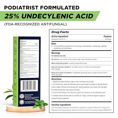 Footcure Antimykotischer Nagelstift – Extra starke Nagelpilzbehandlung mit 25 % Undecylensäure, Teebaum- & Oreganoöl, hergestellt in den USA