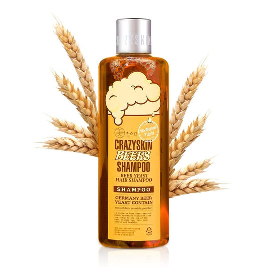 CRAZY SKIN Bierhefe Biotin Shampoo gegen Haarausfall – 300ml mit Panthenol, Kollagen & sulfatfreier Formel für kräftigeres Haar