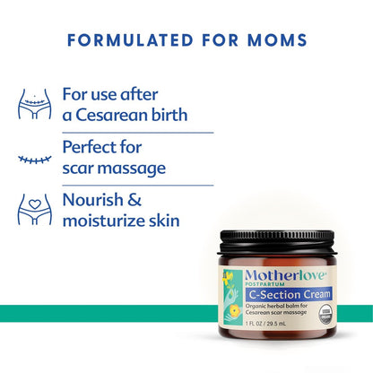 Motherlove C-Section Creme (30ml) – Bio-Kräuter-Narbencreme zur Pflege nach Kaiserschnitt – Lindert Beschwerden, minimiert Narbenbildung & reduziert Narbengewebe – Nicht-GMO, tierversuchsfrei