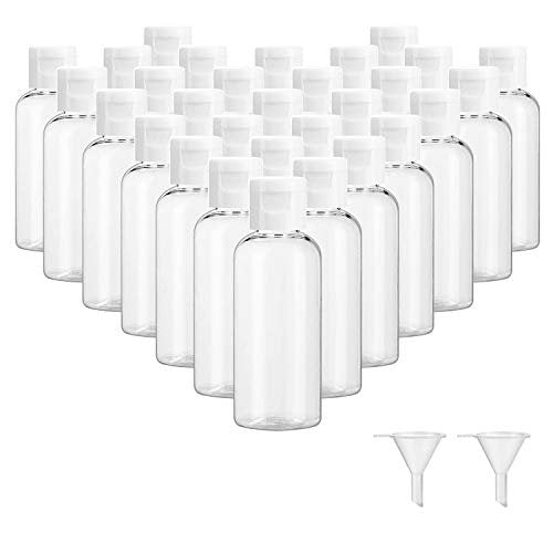 Dabacc 30 Stück 60 ml Klare Plastikflaschen mit Klappdeckel für Reisegrößen, Weiß