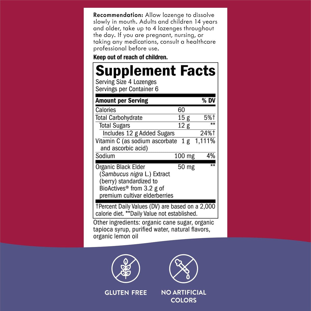 Nature's Way Sambucus Holunderbeeren Lutschtabletten, 1000 mg Vitamin C pro Portion, Wilde Kirsche, 24 Stück