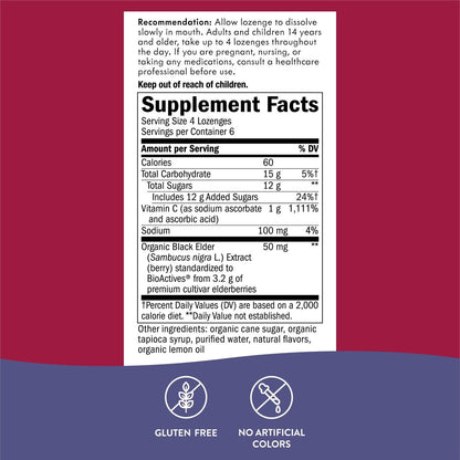 Nature's Way Sambucus Holunderbeeren Lutschtabletten, 1000 mg Vitamin C pro Portion, Wilde Kirsche, 24 Stück