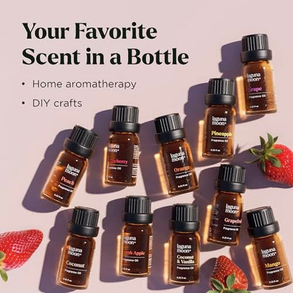Duftöl Set - Premium 10 Stück Duftöle für Kerzenherstellung, Seifenduft, Aromaperlen, Badebomben, Parfüm & Aromaöl für Lipgloss - Fruchtige Düfte (10 ml)