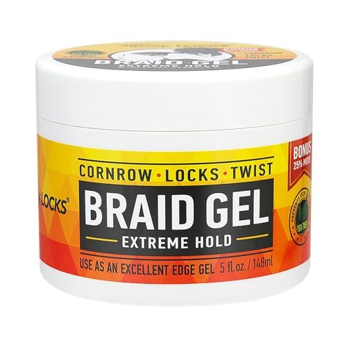 AllDay Locks Braid Gel Extreme Hold – Flechtgel für Cornrows, Locks & Twists, feuchtigkeitsspendender Edge Control für Frauen und Männer, natürliche Formel für extremen Halt – 140 g