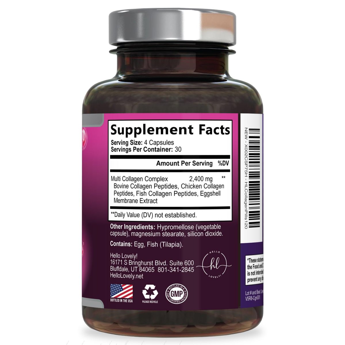 Multi Collagen Peptide Komplex – Fortschrittliche hydrolysierte Kollagen-Kapseln mit Typ I, II, III, V & X – Haar, Haut, Nägel & Gelenke – Für Frauen & Männer – Hergestellt in den USA – 120 Kapseln