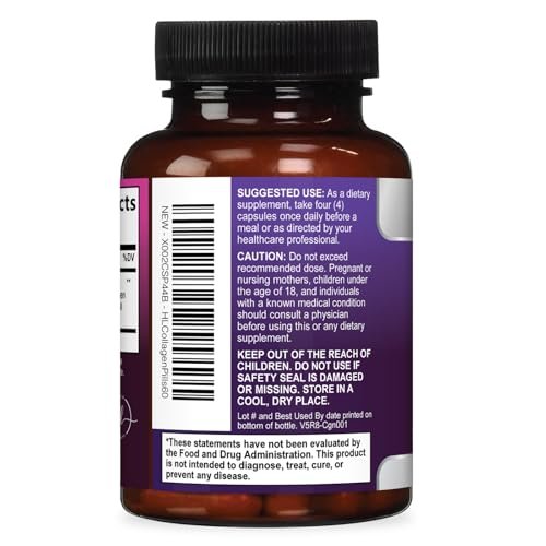 Multi Collagen Peptide Komplex – Fortschrittliche Hydrolysierte Kollagenkapseln mit Typ I, II, III, V & X – Unterstützung für Haut, Haare, Nägel & Gelenke für Frauen & Männer – Hergestellt in den USA – 60 Kapseln