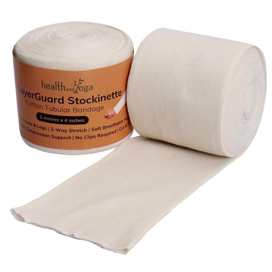 LayerGuard Baumwoll-Strickstoff-Ärmelrolle, dehnbare Rohbaumwolle – Komfortkleidung, schweißabsorbierender Tubularverband – verhindert Rückstandsbildung – Unter-Über-Gips-Ärmelverband (Offwhite, 10 cm)