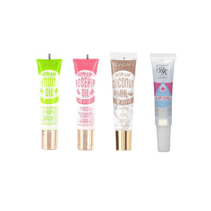 Ruby Kisses Broadway Vita-Lip Klar Lipgloss (5er-Pack Minze, Hagebutte, Kokosnuss, Arganöl, Mangobutter), Ultra-feuchtigkeitsspendende & beruhigende Formel mit Vitaminölen, Hochglänzender, nicht klebender Abschluss-Lippenbalsam