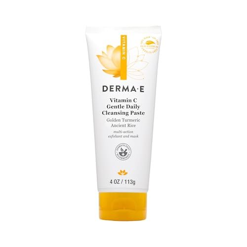 Derma E Vitamin C Sanfte Tägliche Reinigungspaste, 118 ml, Vitamin C Gesichtsmaske oder Gesichtsreinigung mit Kurkuma, aufhellende und klärende Gesichtsmaske und Peeling