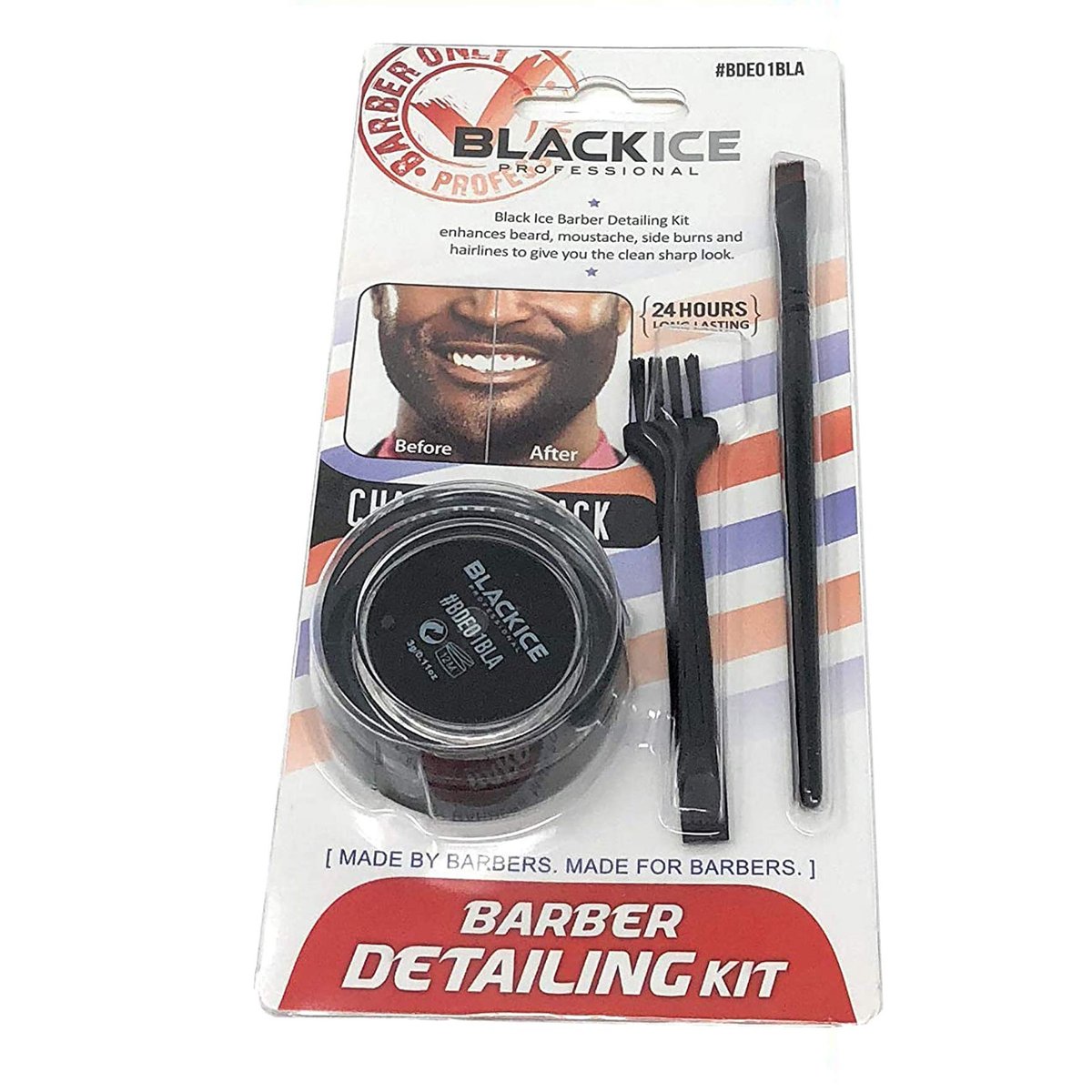 Black Ice Barber Detailing Kit – Präzisionspinsel für Bart, Schnurrbart und Haarlinie (Kohleschwarz)