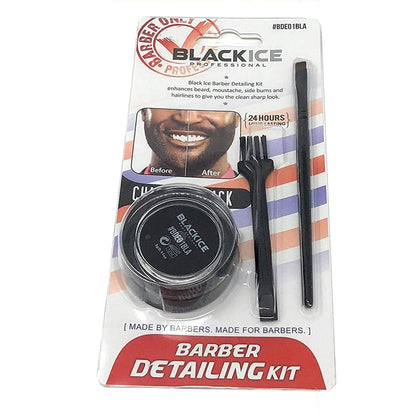 Black Ice Barber Detailing Kit – Präzisionspinsel für Bart, Schnurrbart und Haarlinie (Kohleschwarz)