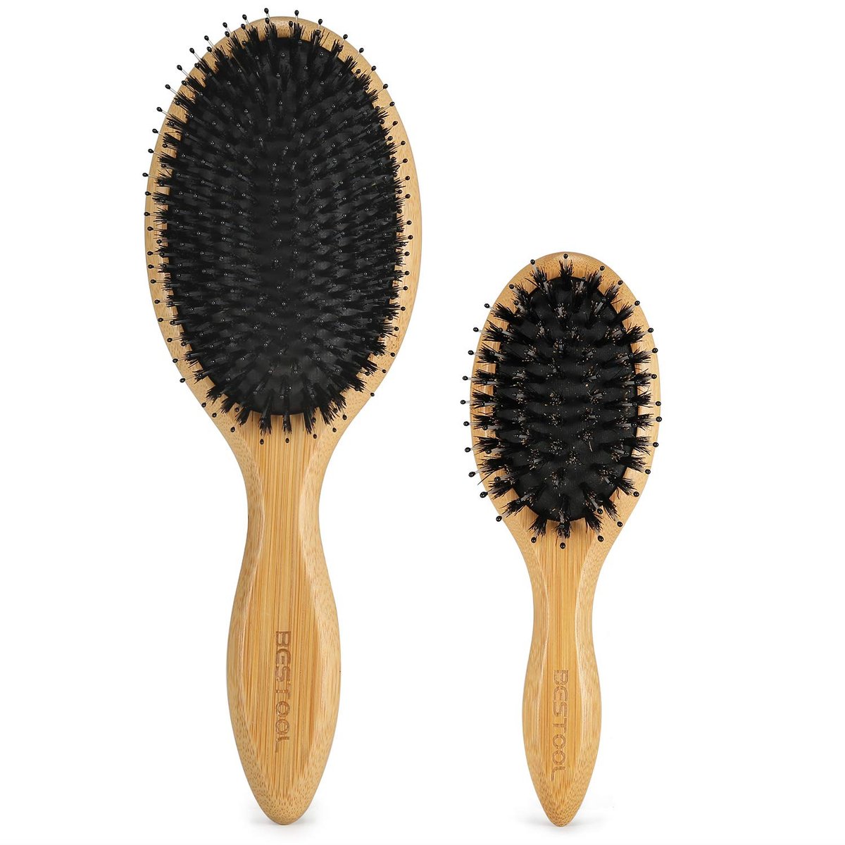 BESTOOL Haarbürste (Normal & Klein), Wildschweinborsten Haarbürsten für Frauen Männer Kinder Dickes Feines Lockiges Haar, Haarbürste zum Entwirren, Pflegen und für seidigen Glanz