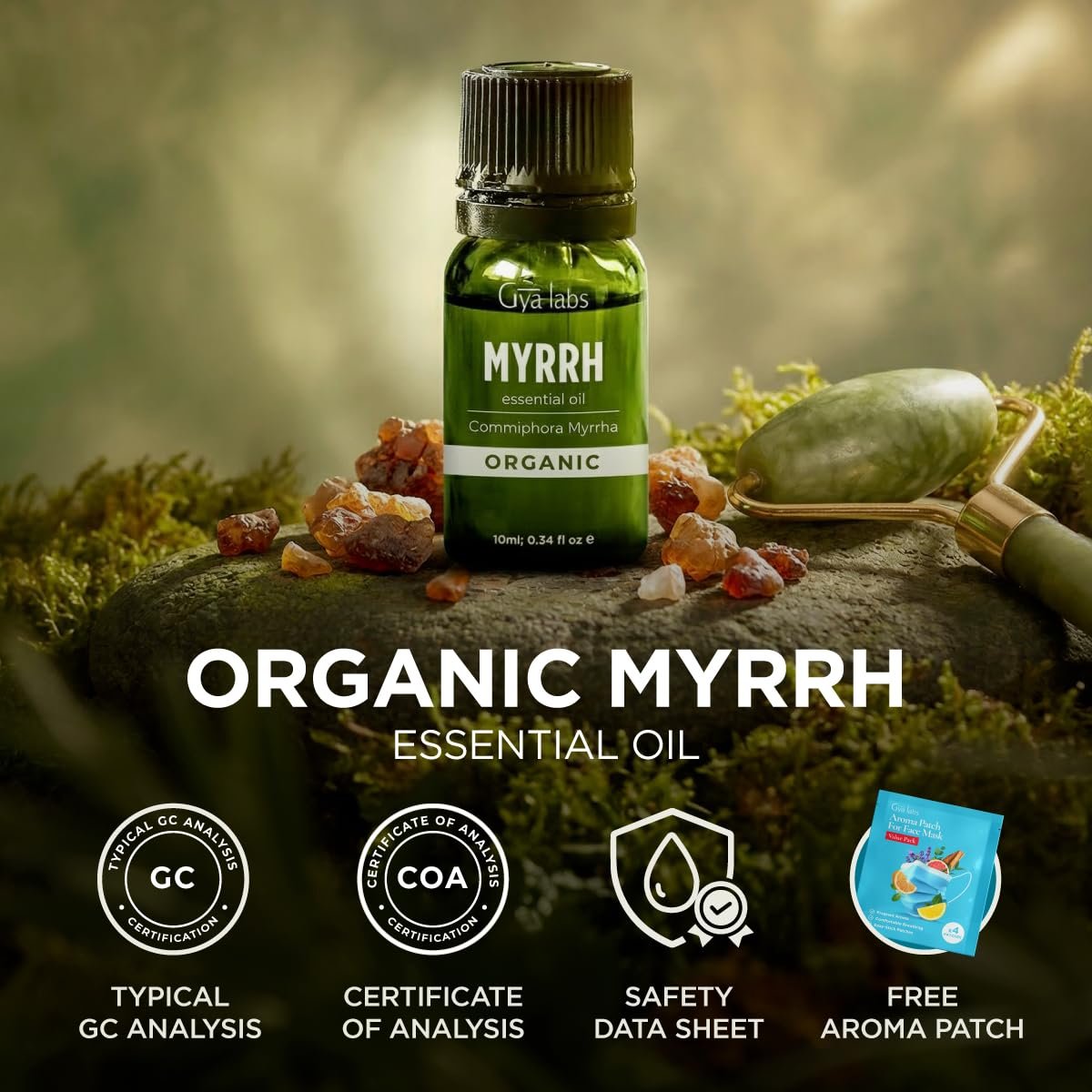 Gya Labs Bio Myrrhe Ätherisches Öl – 0,34 Fl Oz für Haut, Haare, Diffuser, Aromatherapie, DIY Kerzenherstellung