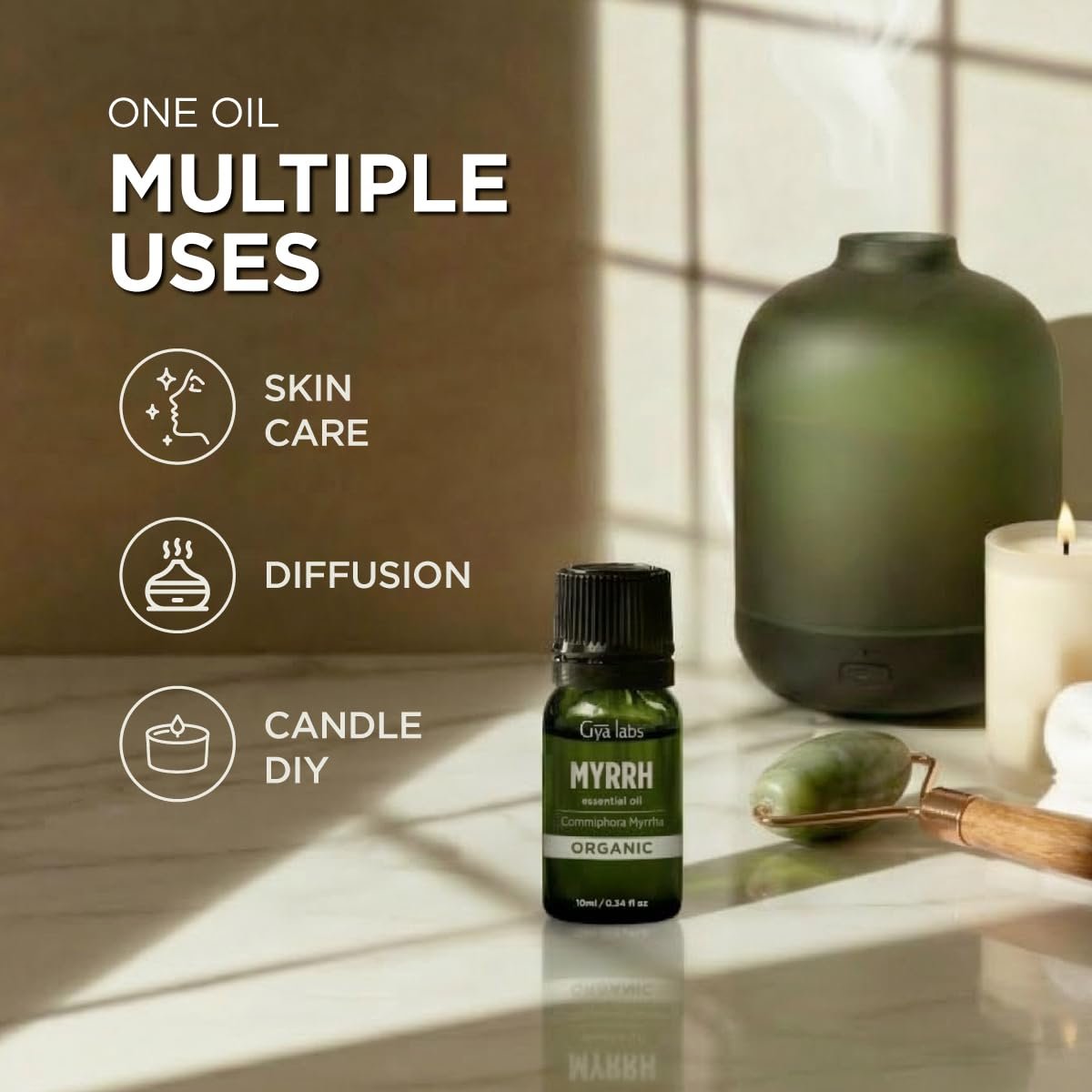 Gya Labs Bio Myrrhe Ätherisches Öl – 0,34 Fl Oz für Haut, Haare, Diffuser, Aromatherapie, DIY Kerzenherstellung
